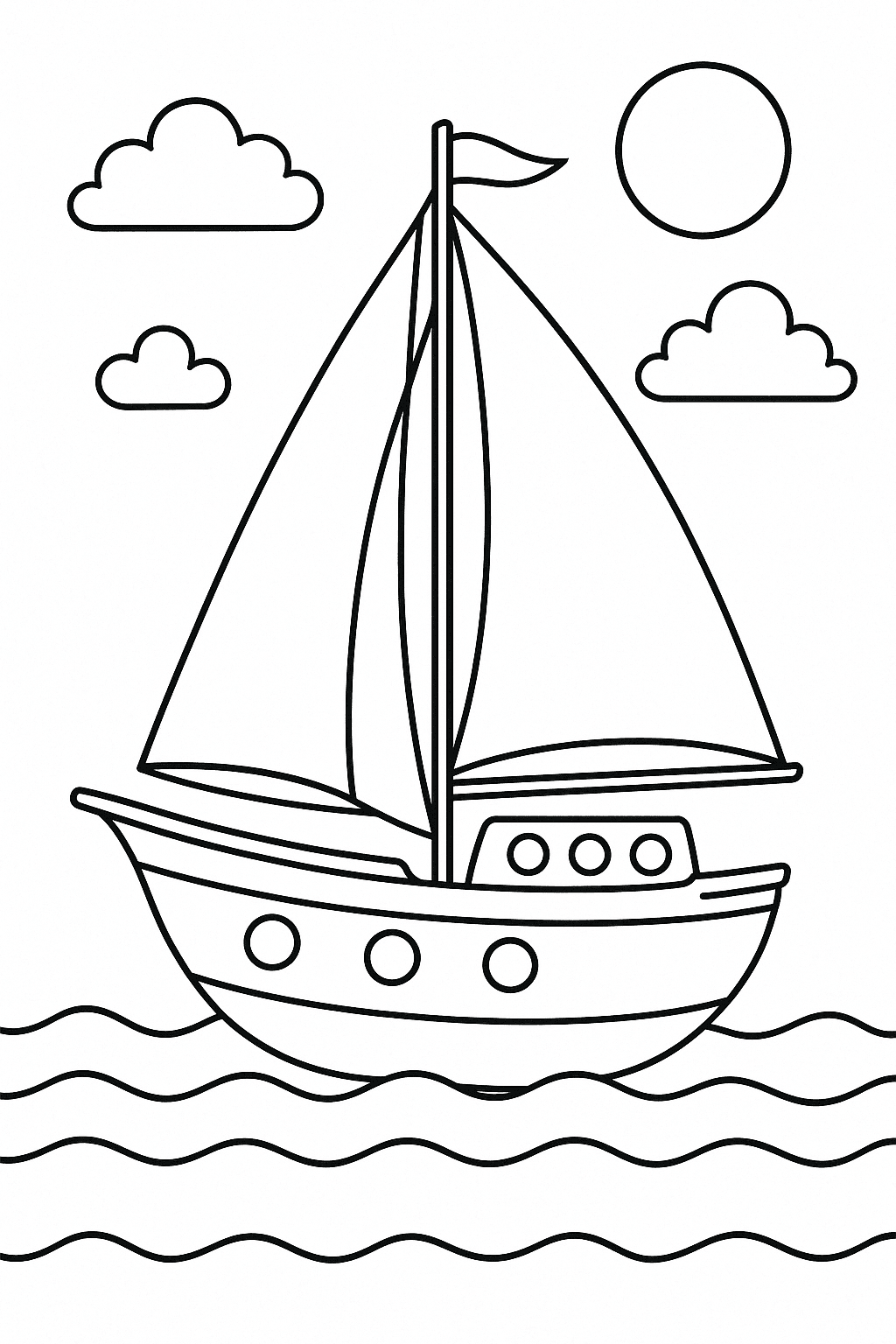 Schiff auf hoher See Ausmalbild