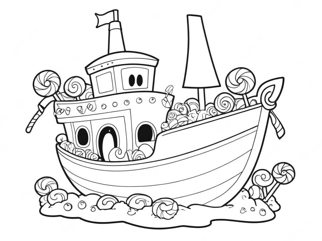 Süßigkeiten-Boot Ausmalbild