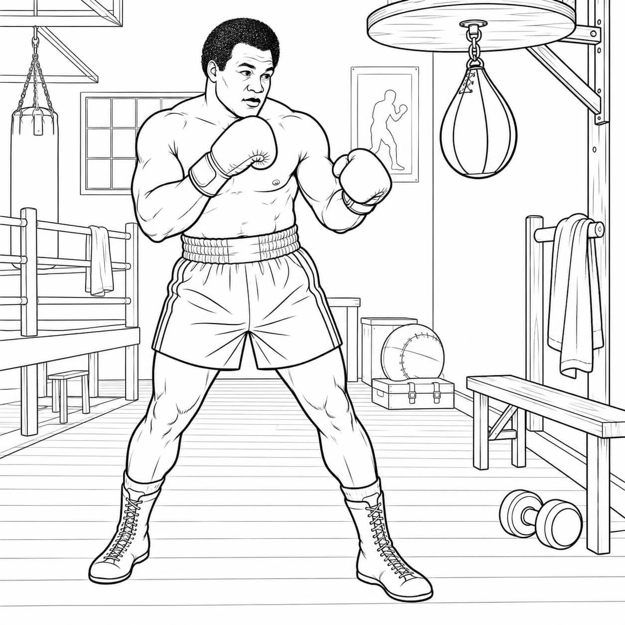 George Foreman beim Boxtraining Ausmalbild