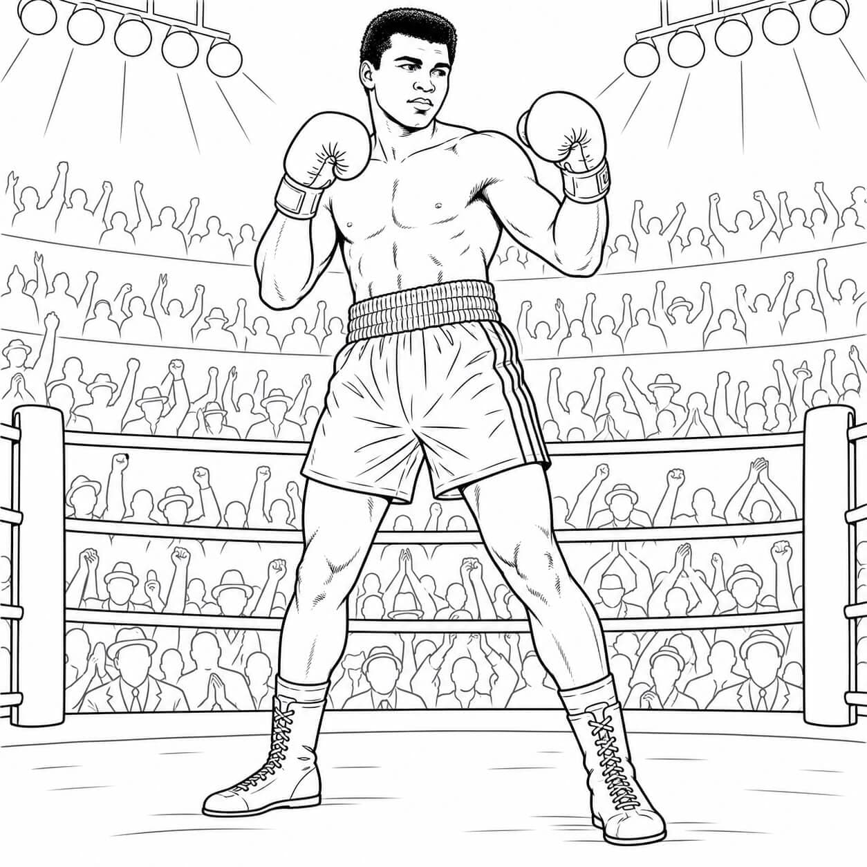 Muhammad Ali im Boxring Ausmalbild
