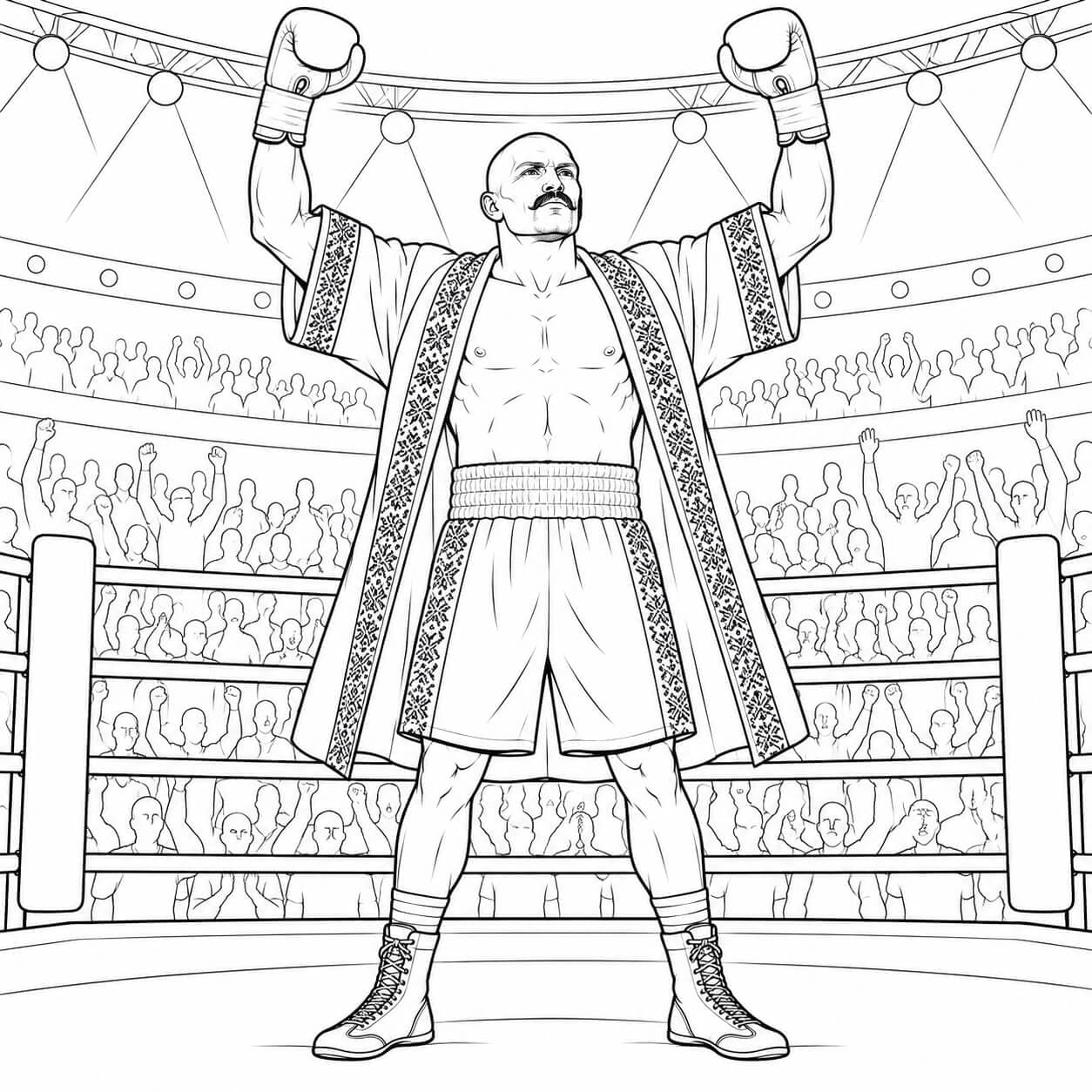 Oleksandr Usyk im Boxring Ausmalbild