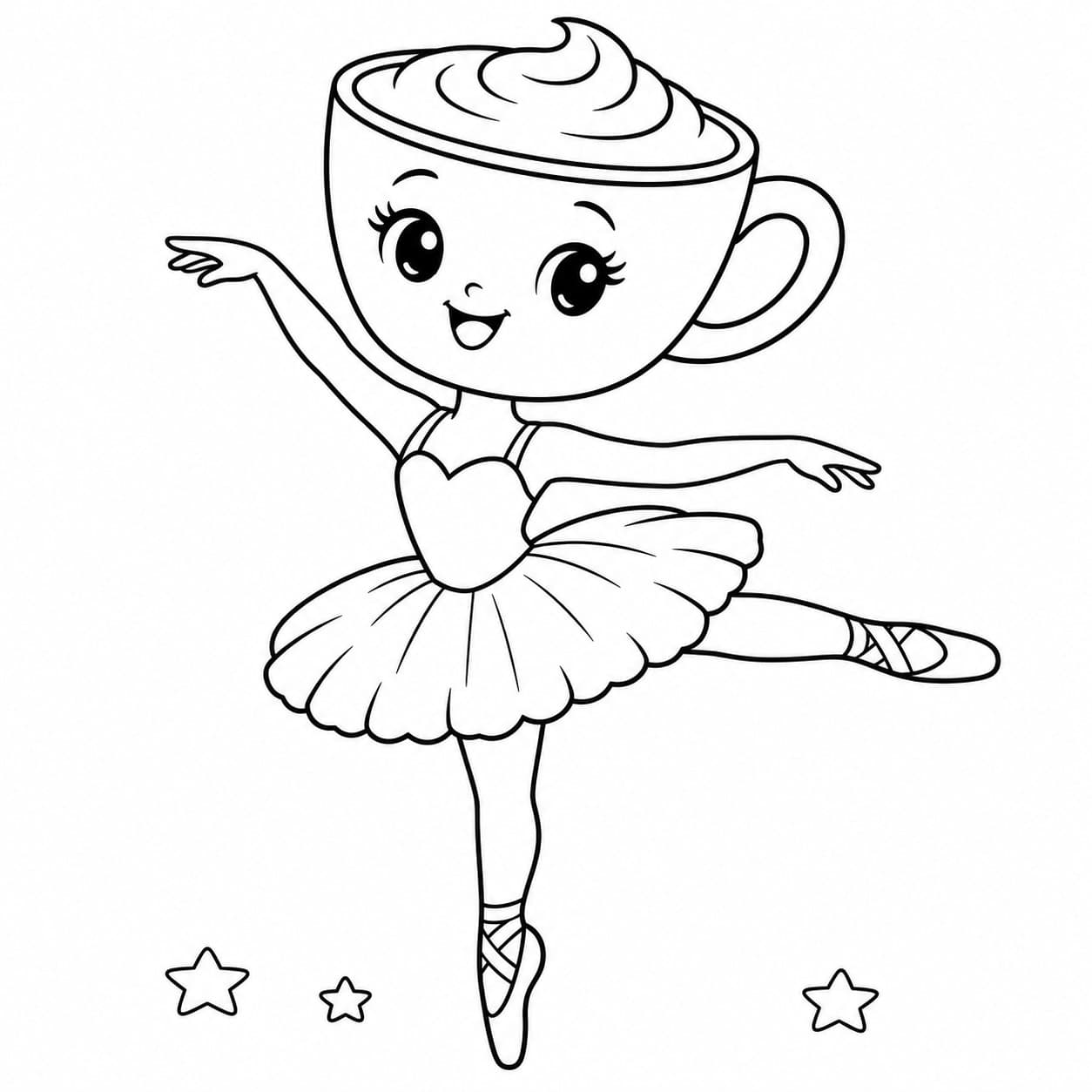 Ballerina Cappuccina Brainrot Ausmalbild