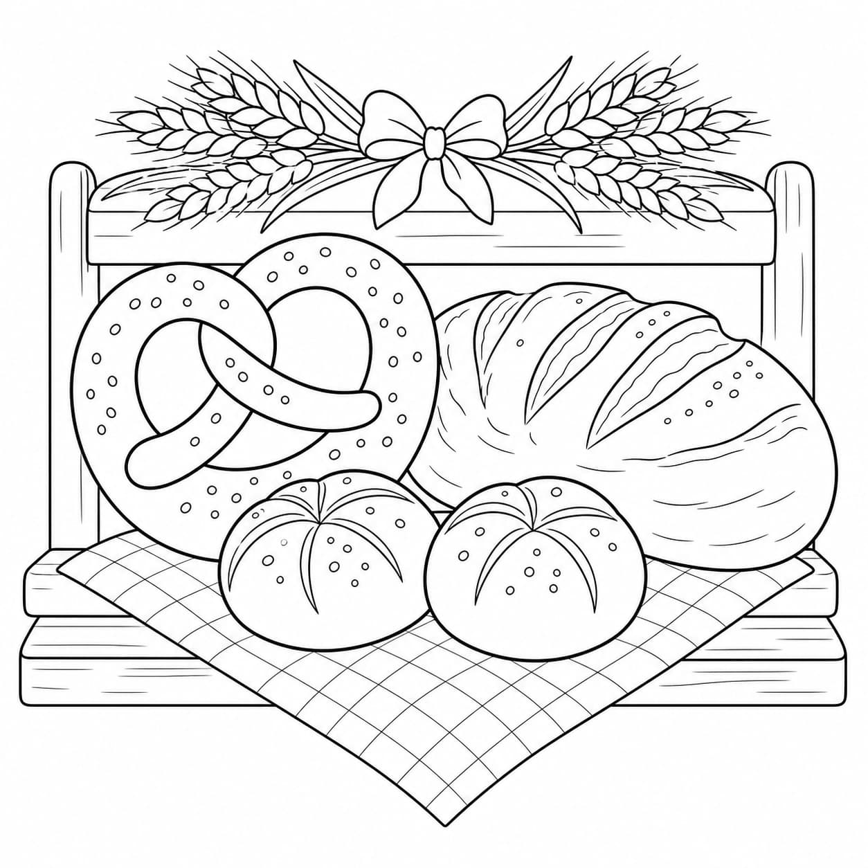 Brezel und Brot Ausmalbild