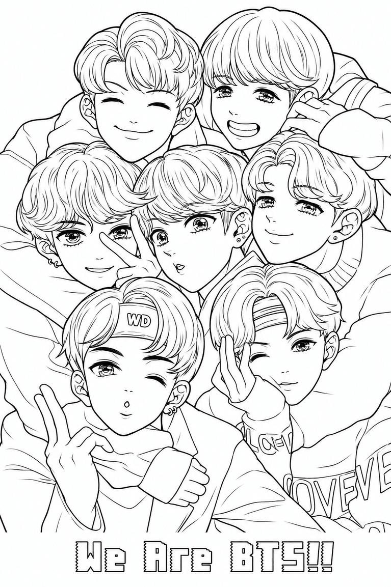 BTS Anime Ausmalbild