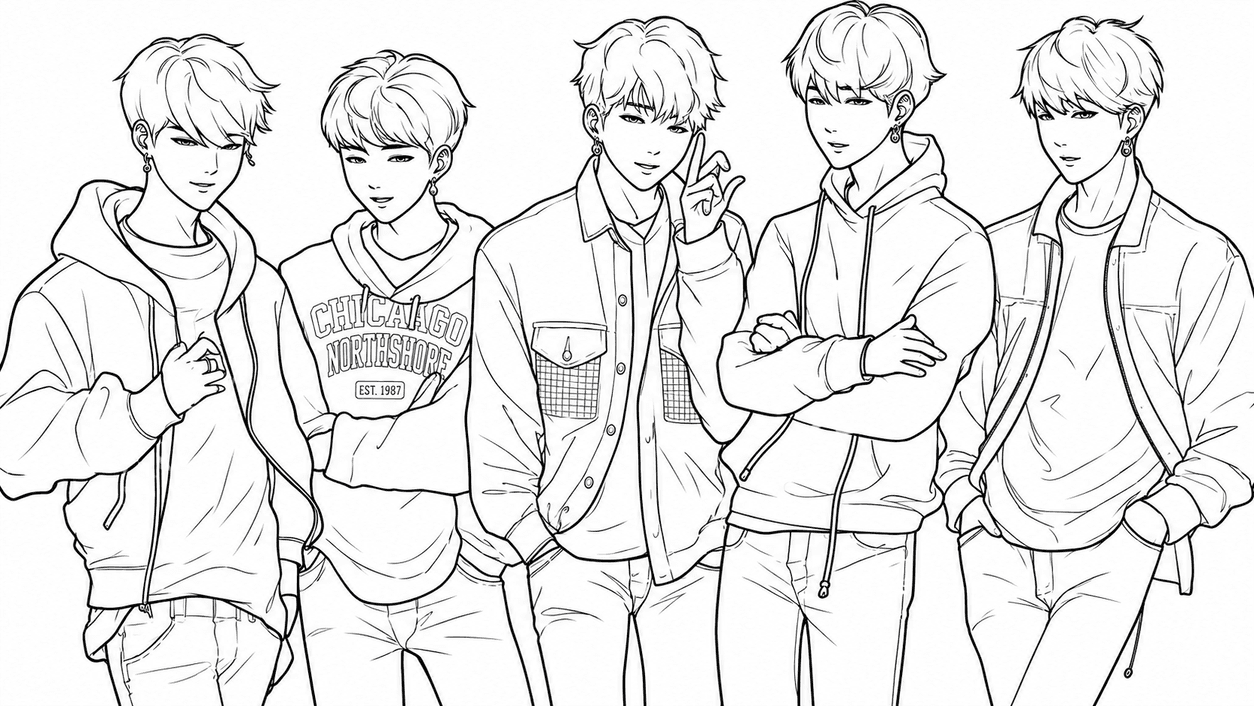 BTS Charaktere Ausmalbild