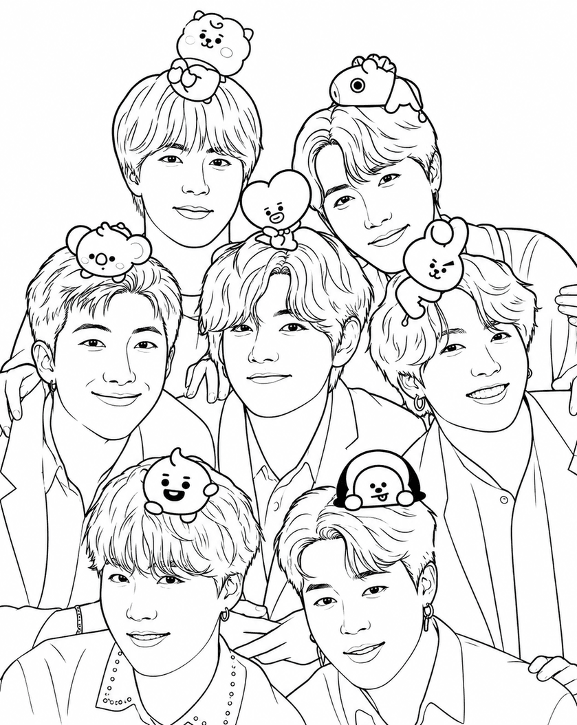 BTS und BT21 Ausmalbild