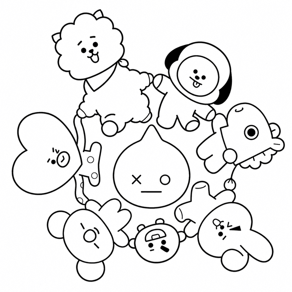 Niedliches BT21 Ausmalbild