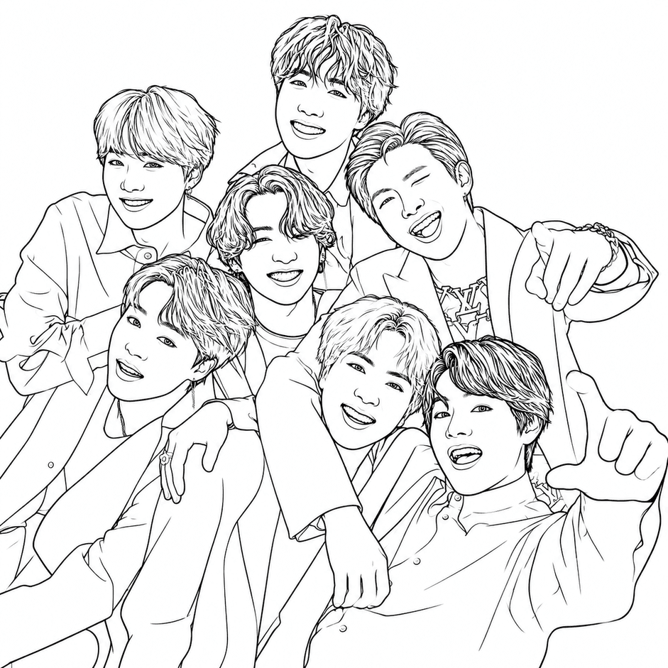 Realistisches BTS Ausmalbild
