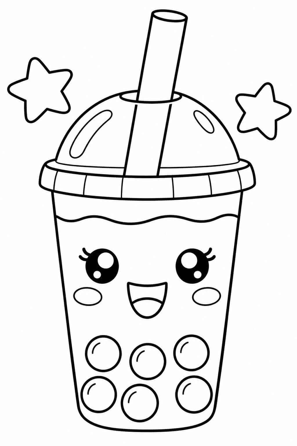 Bubble Tea Ausmalbild – einfache Malvorlage für Kinder