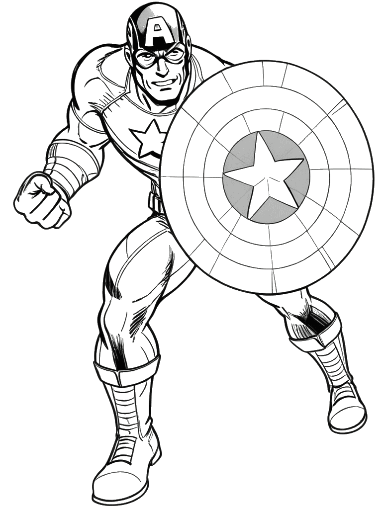 Captain America und sein Schild Ausmalbild