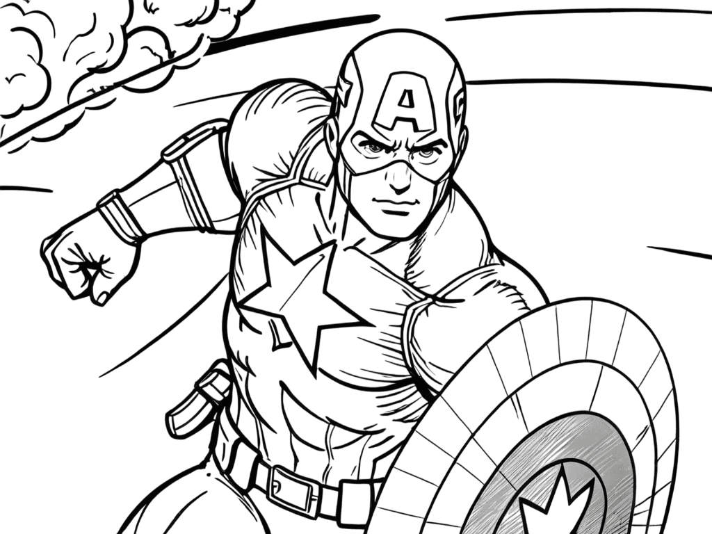Fliegender Captain America Ausmalbild
