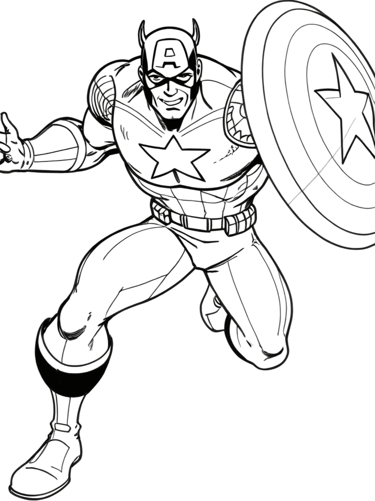 Lächelnder Captain America Ausmalbild