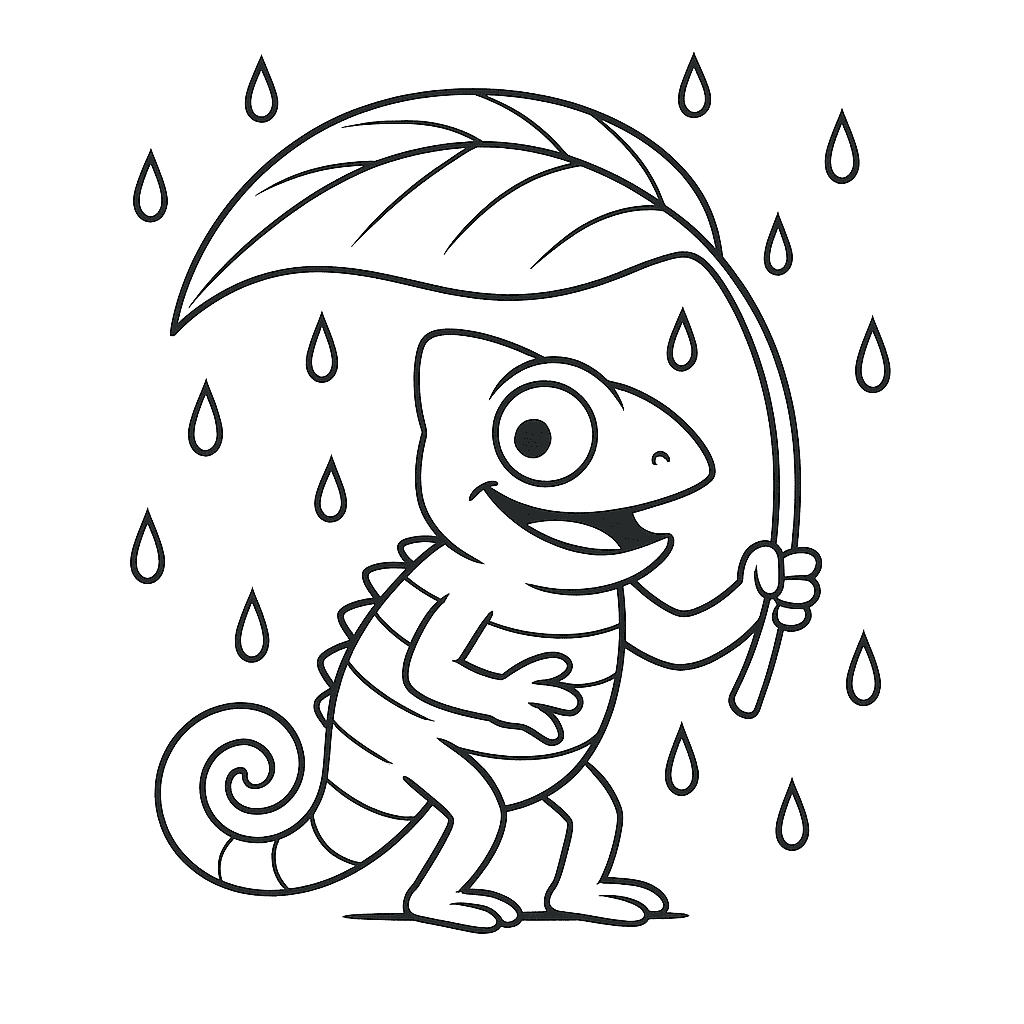 Chamäleon im Regen