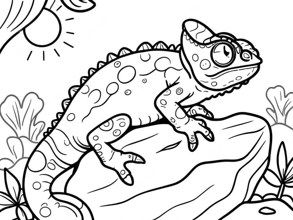 Chamäleon ruht auf Stein