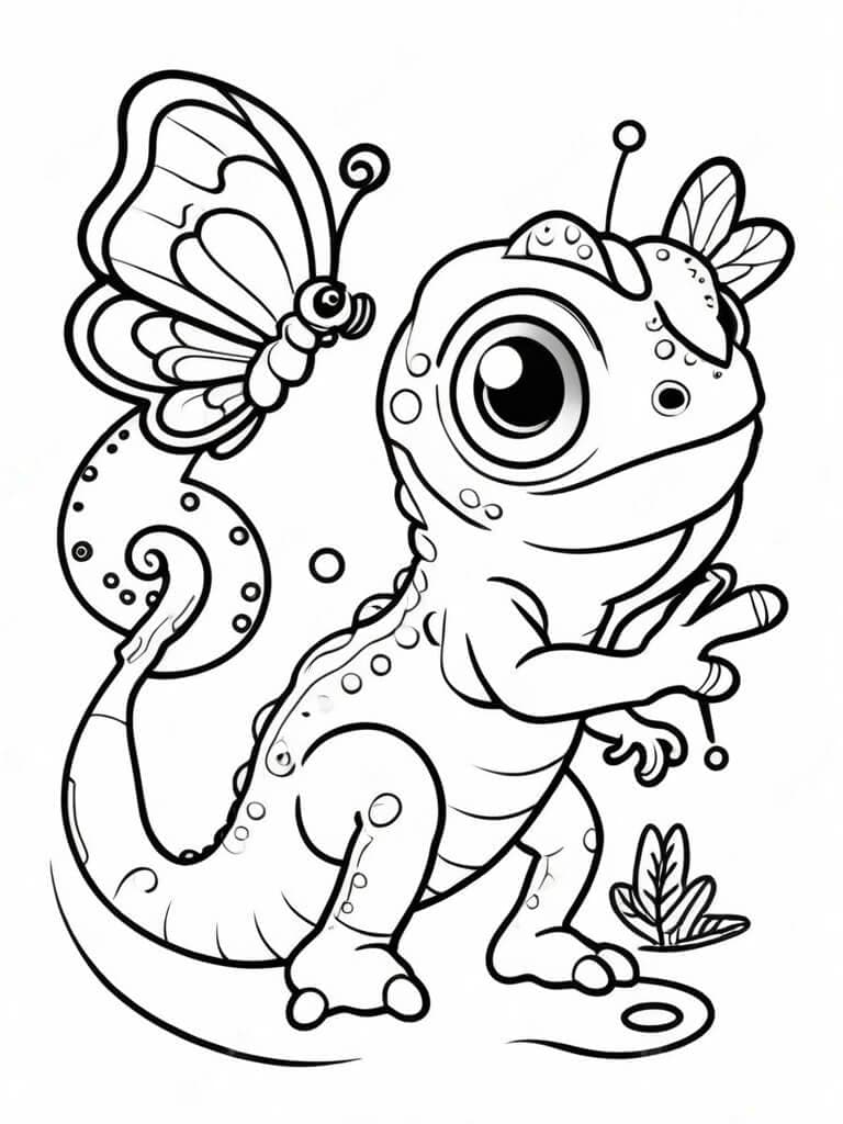 Chamäleon und Schmetterling