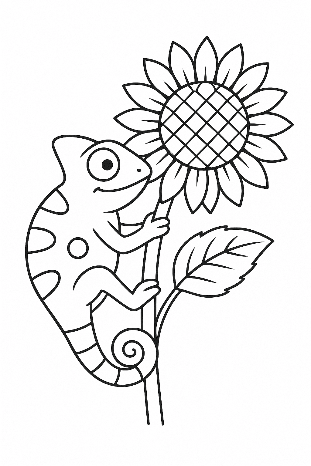 Chamäleon und Sonnenblume