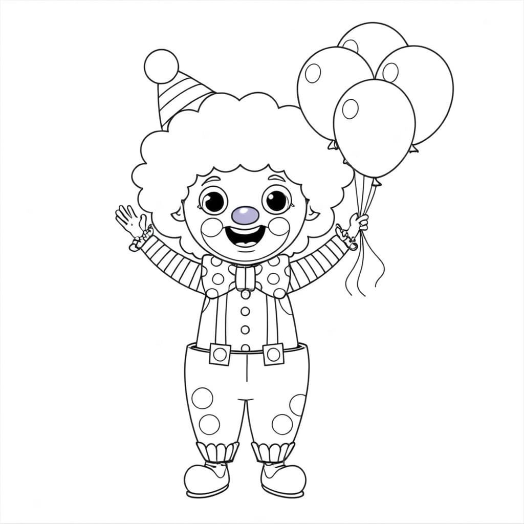 Clown mit Luftballons Ausmalbild