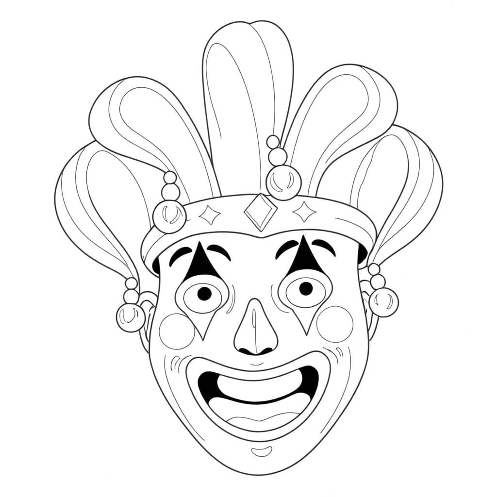 Clown mit Maske Ausmalbild