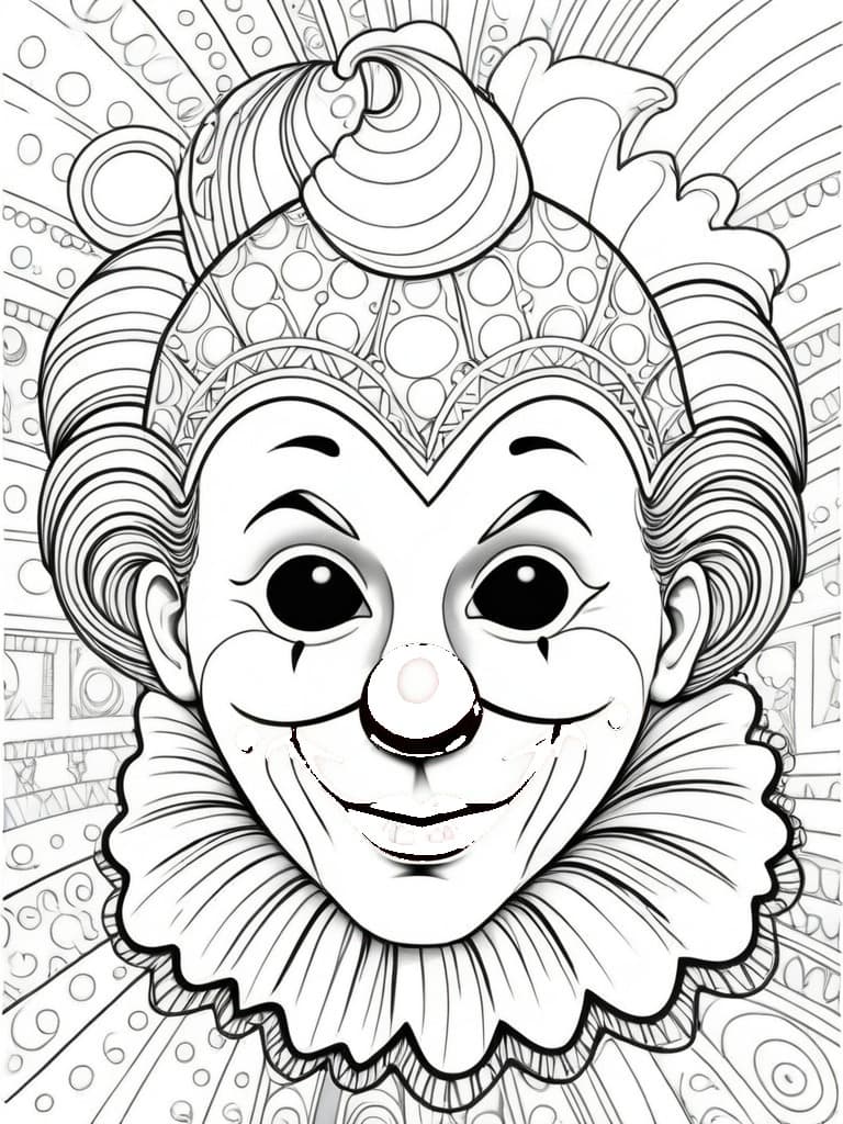 Detaillierter Clown Ausmalbild