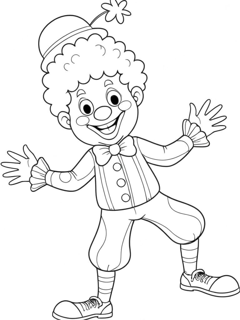 Tanzender Clown Ausmalbild