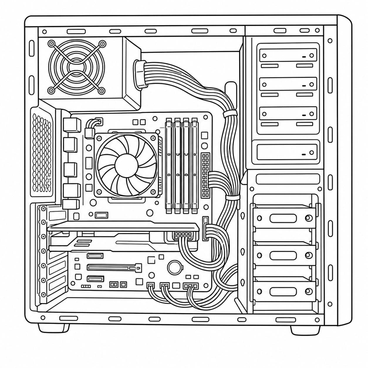 Computer Innenleben Ausmalbild