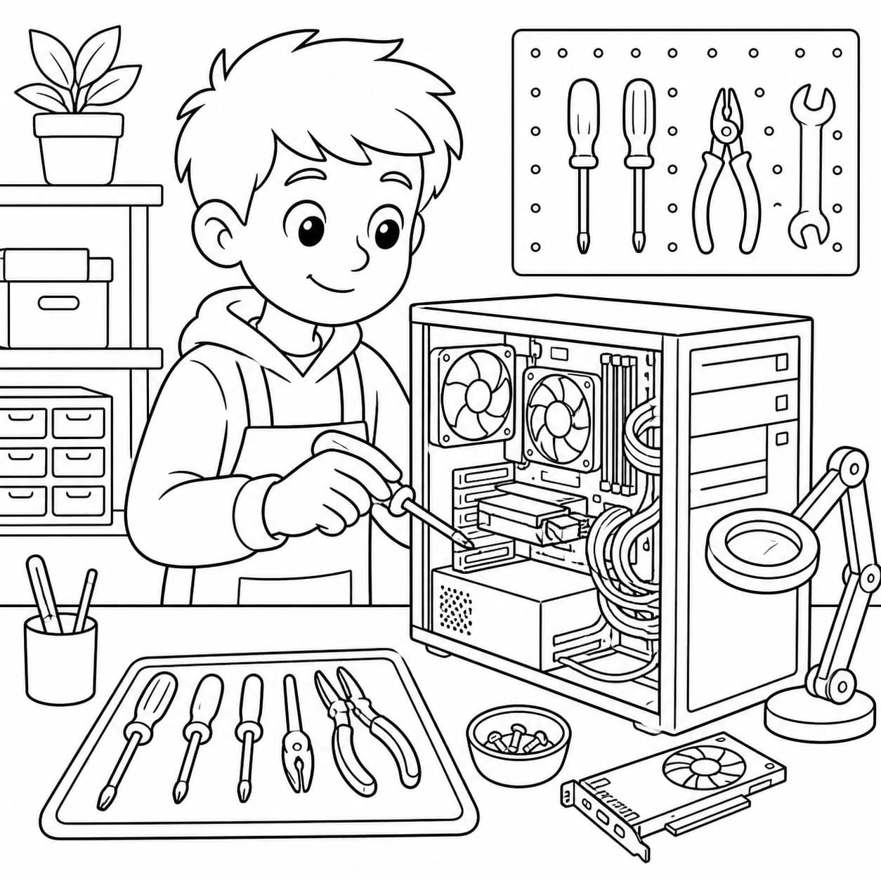 Computer Reparatur Ausmalbild
