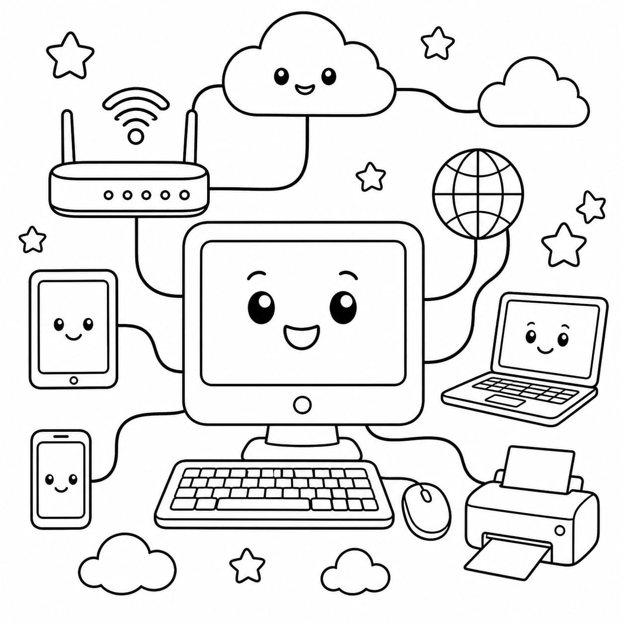 Computer und Internet Ausmalbild
