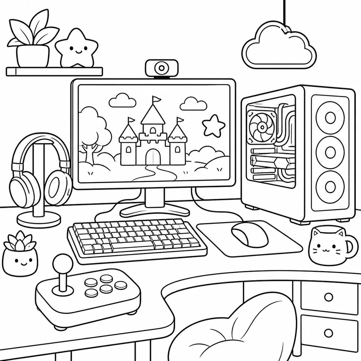Gaming Computer Ausmalbild