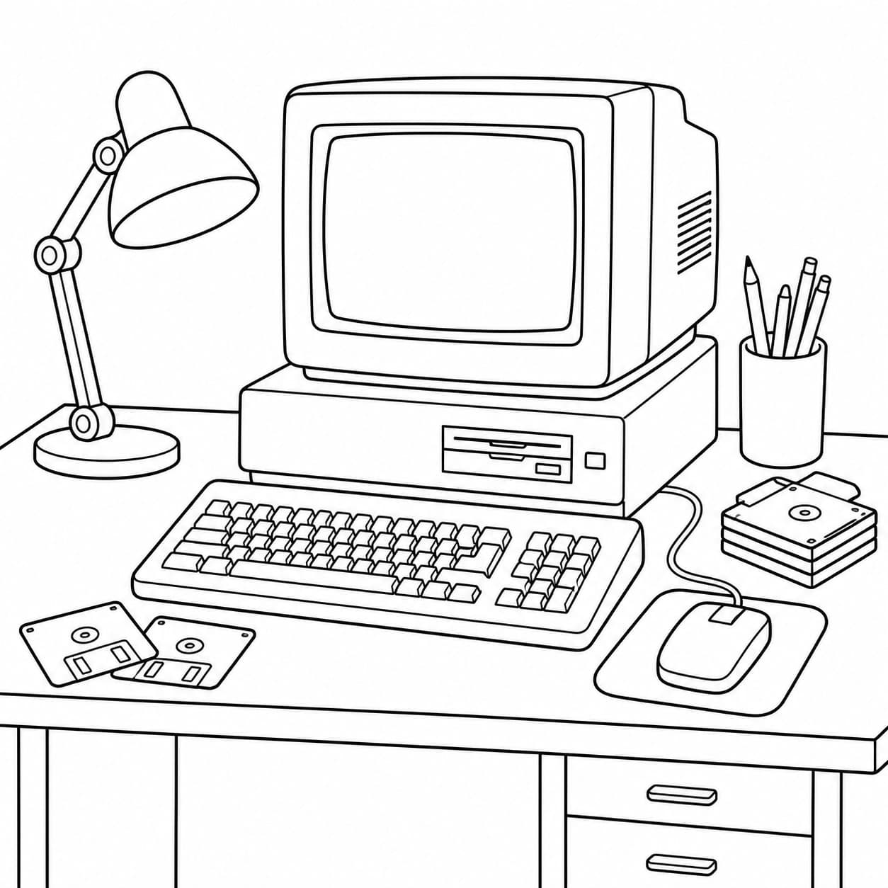Retro Computer Ausmalbild
