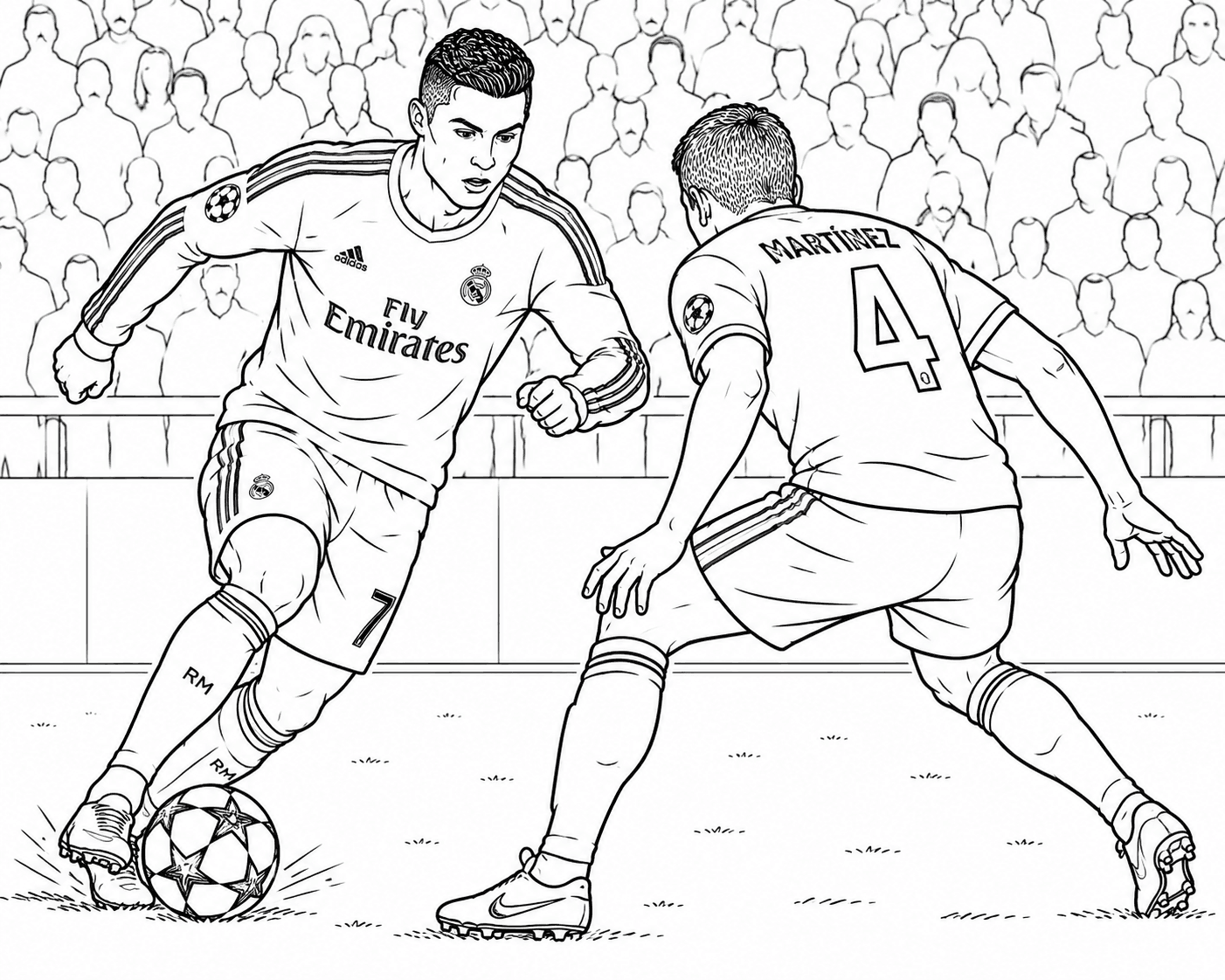 Cristiano Ronaldo beim Dribbeln Ausmalbild