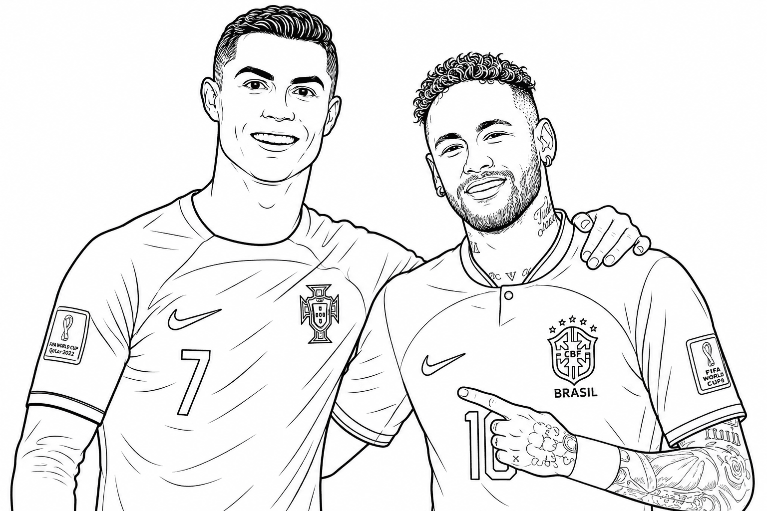 Cristiano Ronaldo und Neymar Ausmalbild