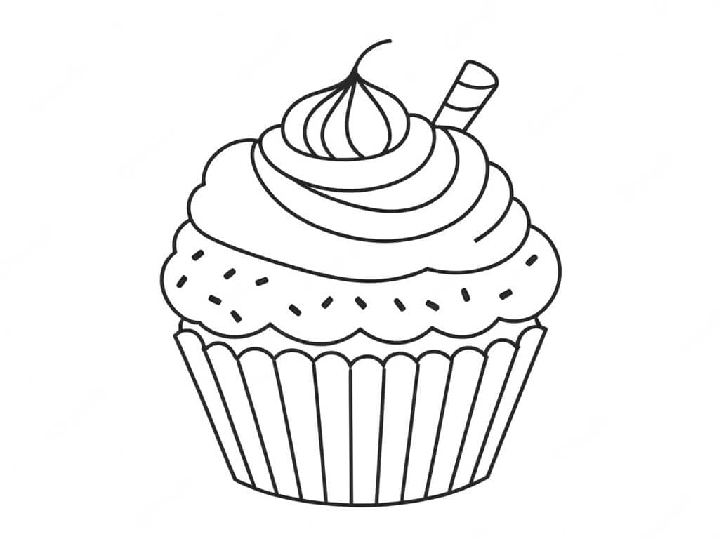 Baiser-Cupcake Ausmalbild