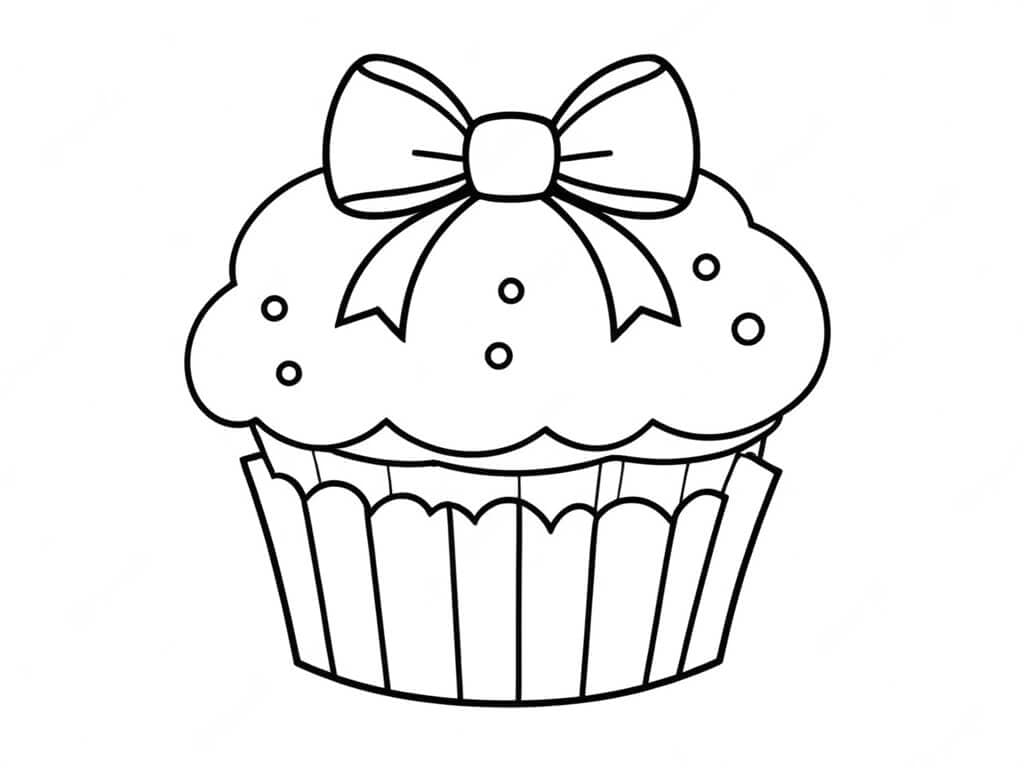 Cupcake mit Schleife Ausmalbild