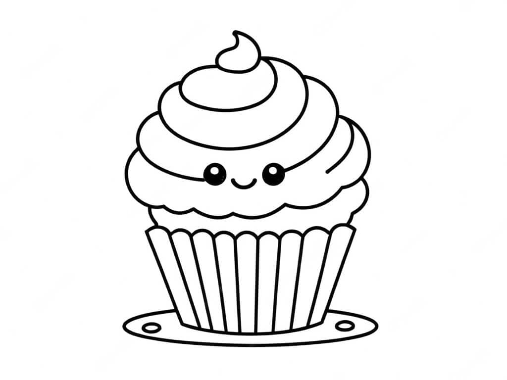 Einfacher Cupcake (Kindergarten) Ausmalbild