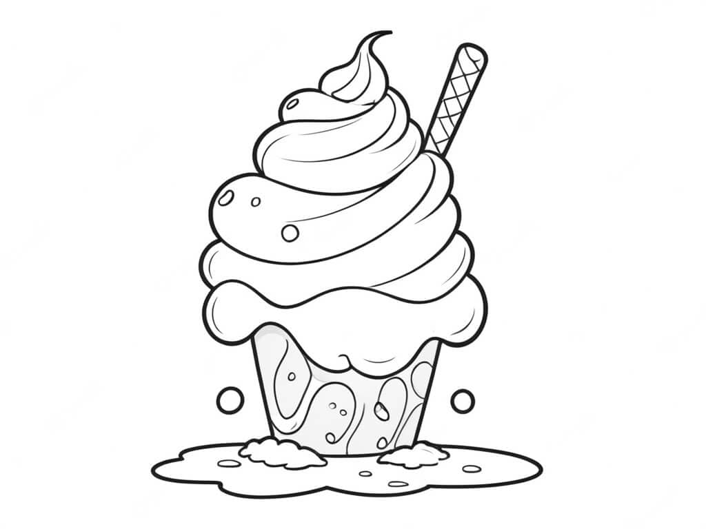 Eis-Cupcake Ausmalbild