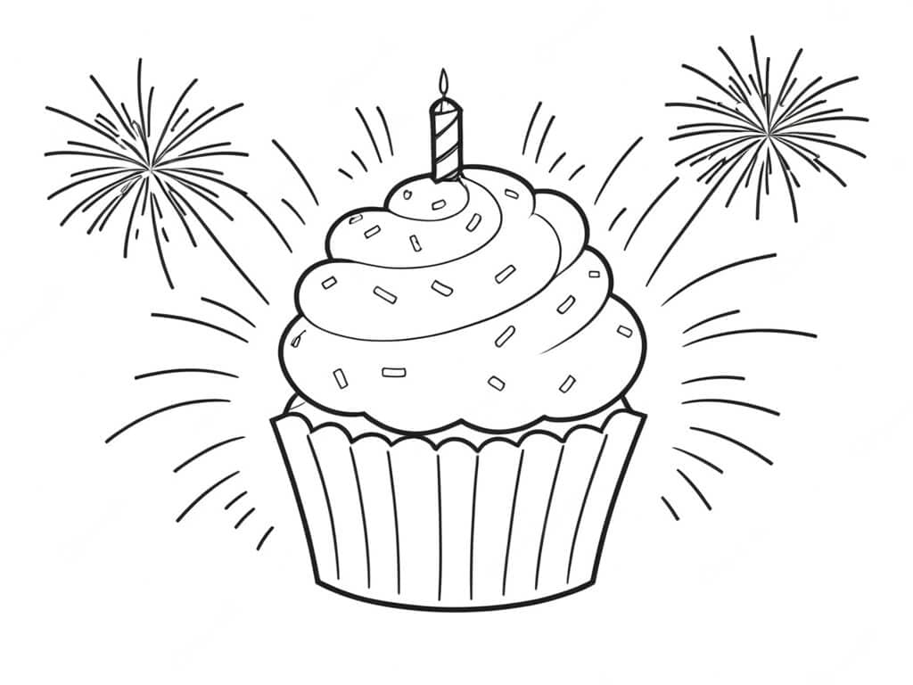 Geburtstags-Cupcake Ausmalbild