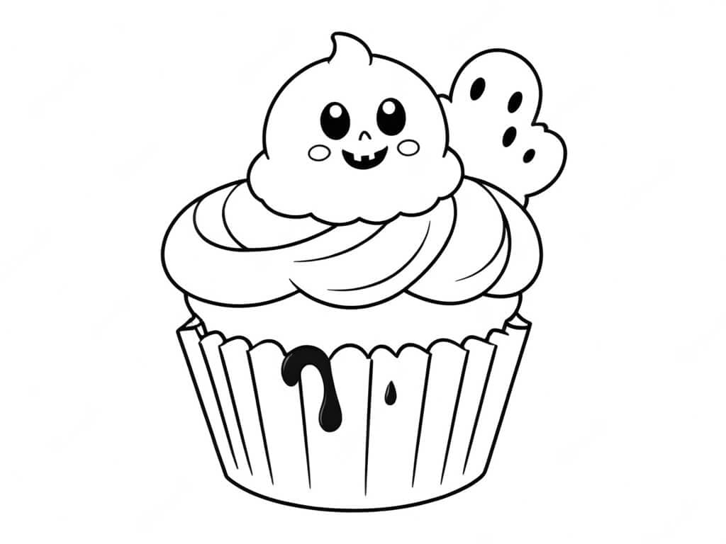Halloween-Cupcake Ausmalbild