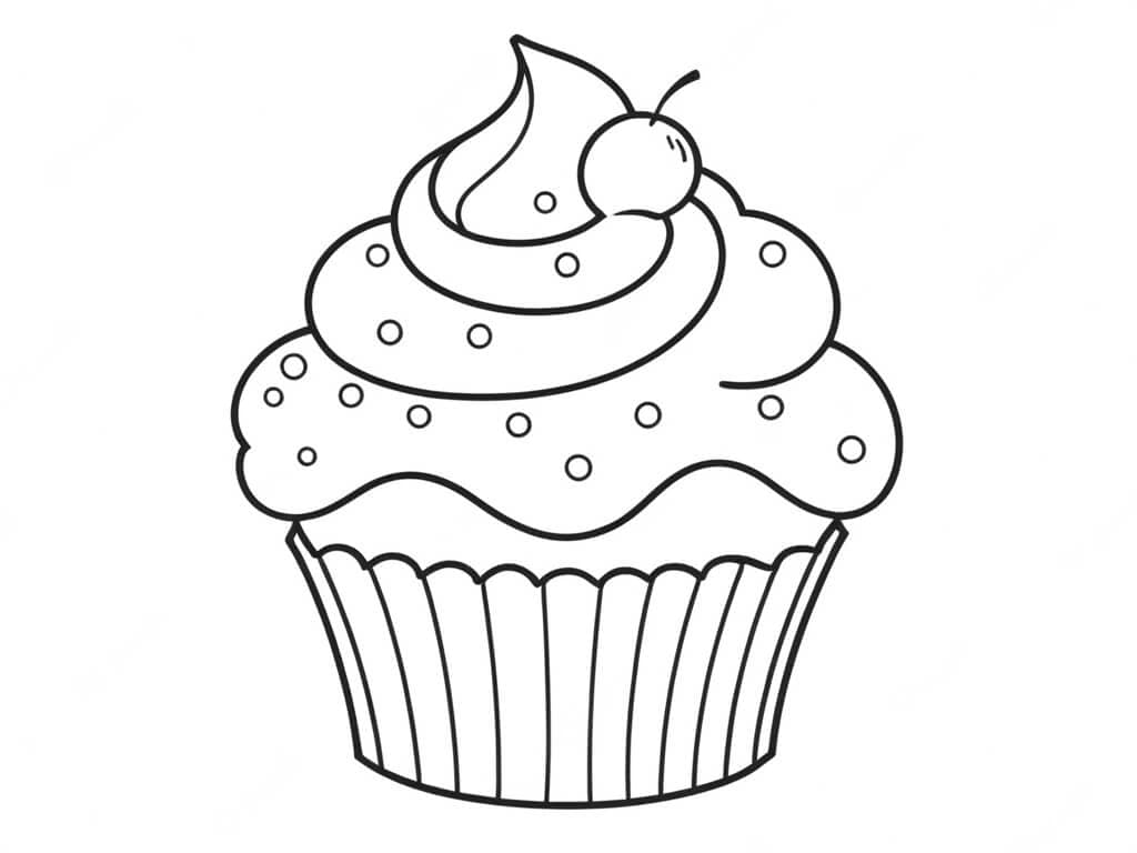 Kirsch-Cupcake Ausmalbild