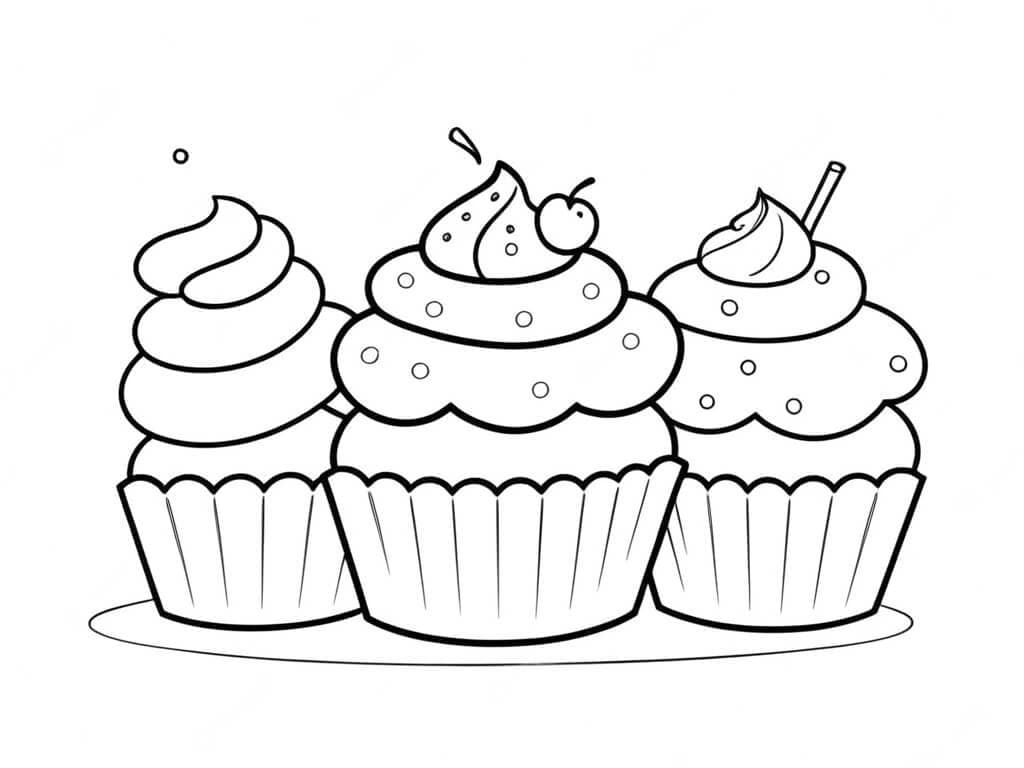 Mehrere Cupcakes Ausmalbild