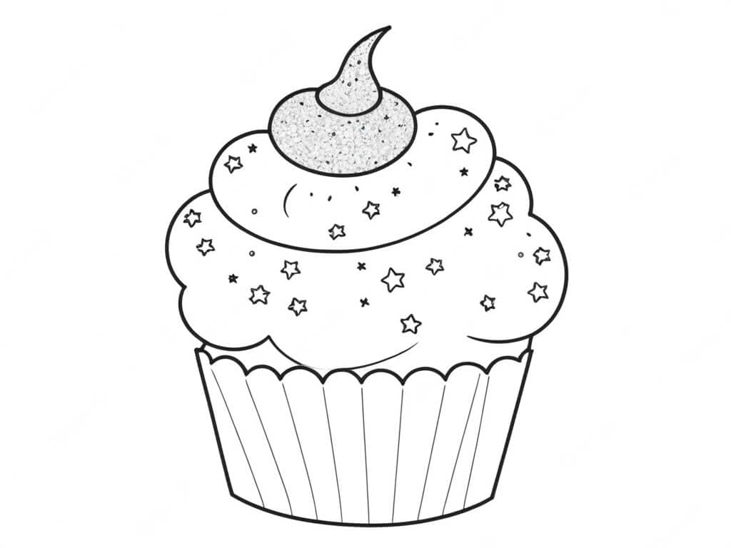 Stern-Cupcake Ausmalbild