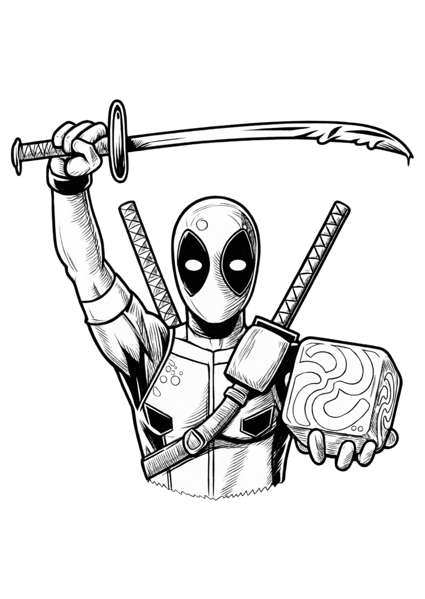 Deadpool Cartoon Ausmalbild