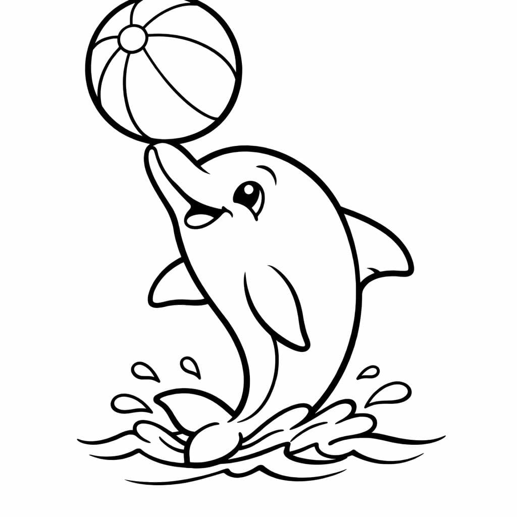 Delfin mit Ball Ausmalbild