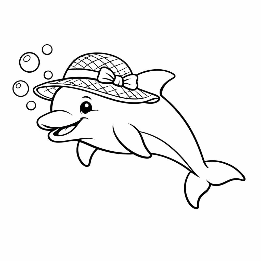 Delfin mit Hut Ausmalbild