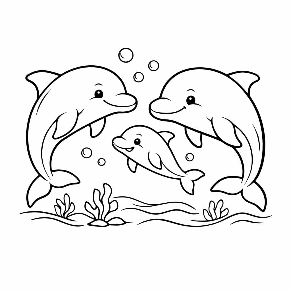 Delfinfamilie Ausmalbild