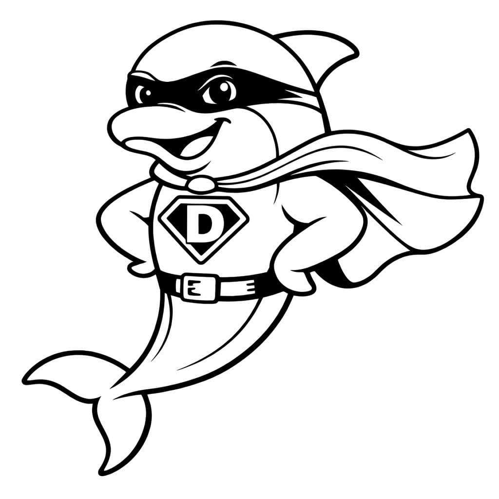 Superhelden-Delfin Ausmalbild