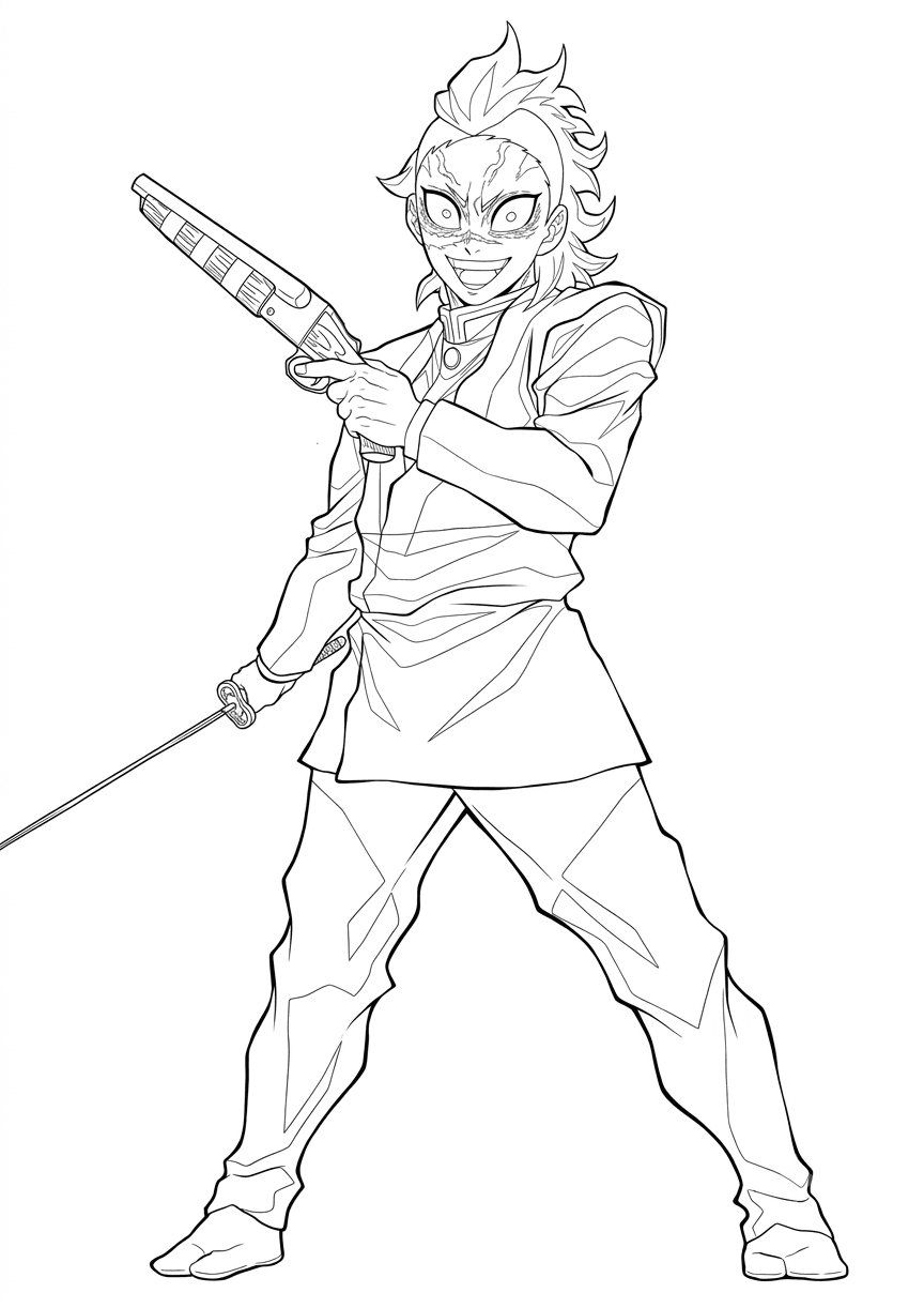 Genya Shinazugawa Demon Slayer Ausmalbild