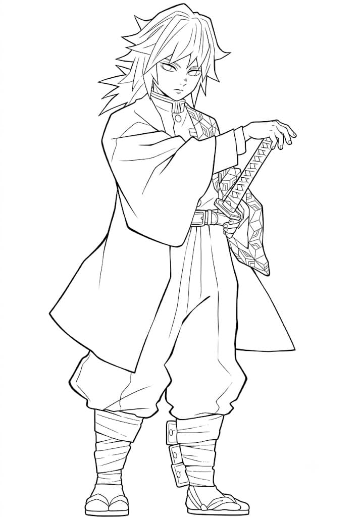 Giyu Tomioka Demon Slayer Ausmalbild