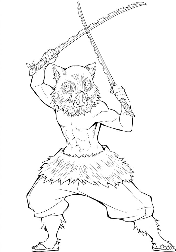 Inosuke Hashibira Demon Slayer Ausmalbild