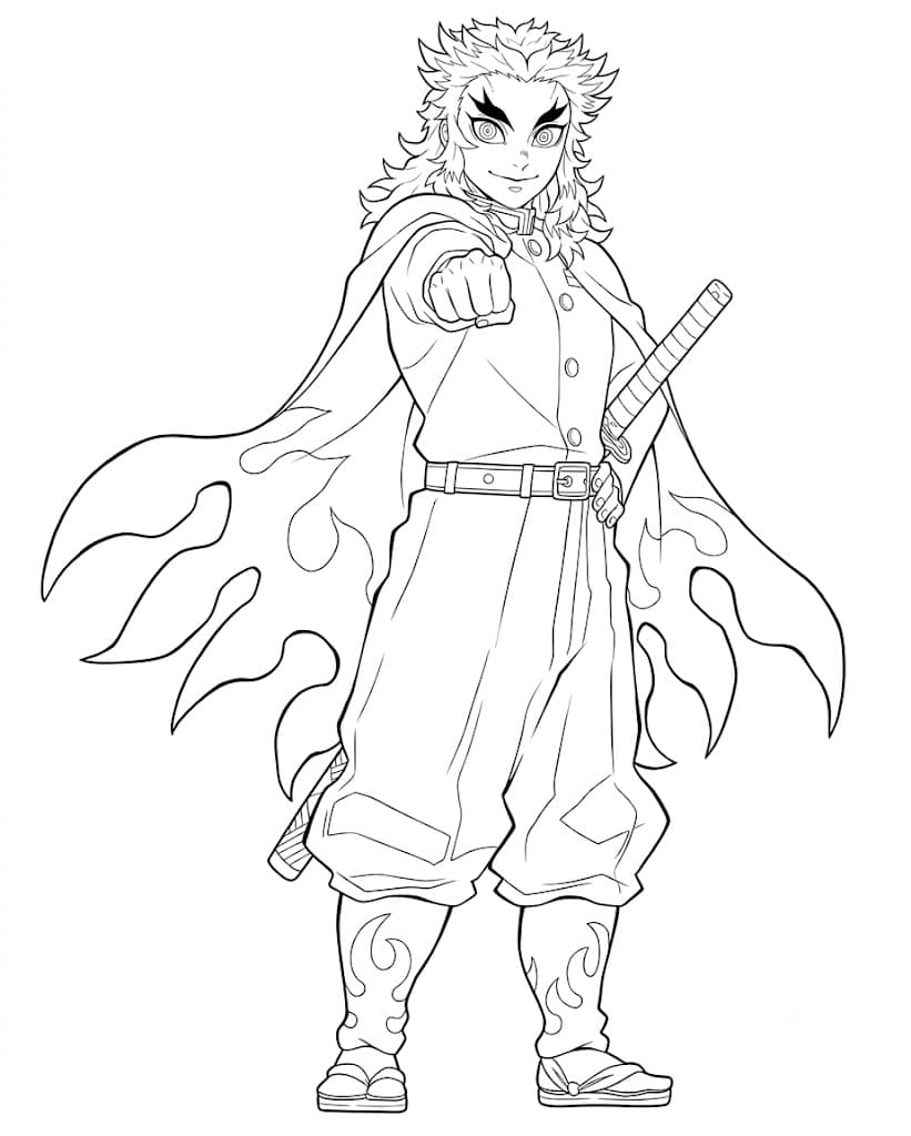 Kyojuro Rengoku Demon Slayer Ausmalbild