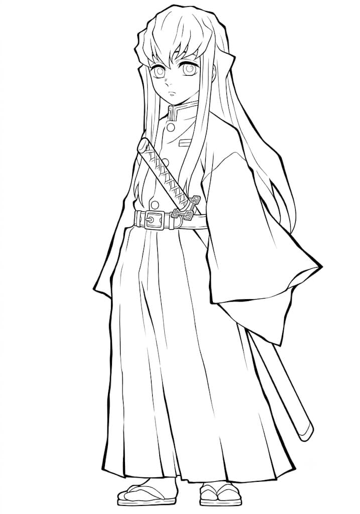 Muichiro Tokito Demon Slayer Ausmalbild
